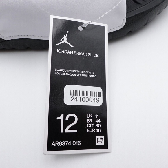 NEW Jordan Break Slide Sandals AR6374-016 Black/University Red/White - Picture 11 of 11